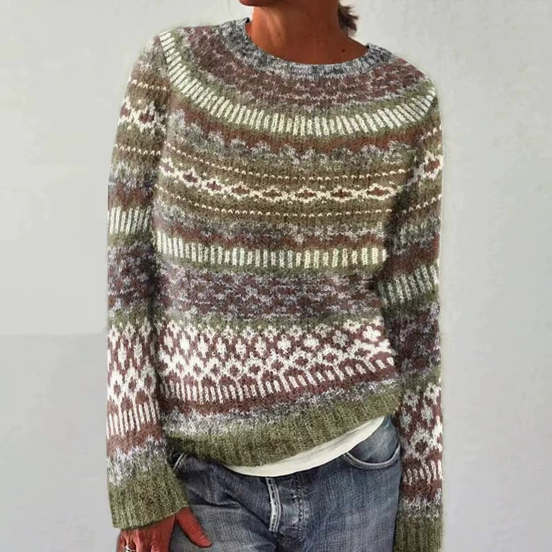 Women's Round Neck Multicolor Loose Fashion Pullover Sweater