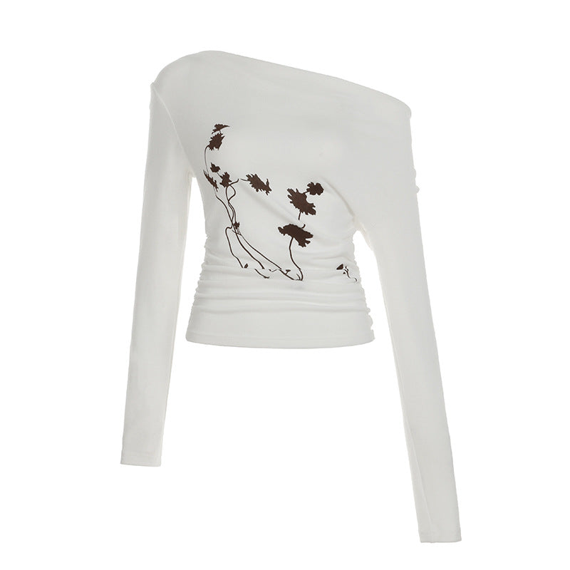 Element Plant Flower Backless T-shirt Personality Blouses