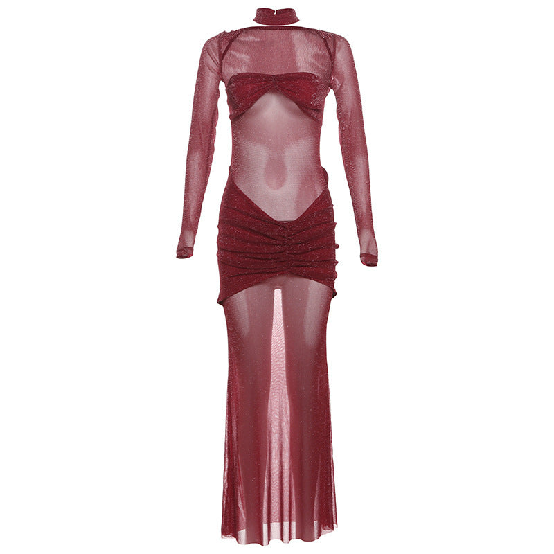 Mesh Micro Transparent Tube Backless Fishtail Dress Dresses