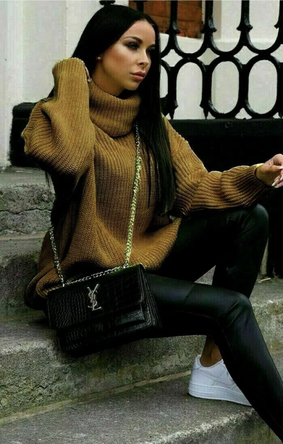 Women's Turtleneck Solid Color Loose Pullover Woolen Coats