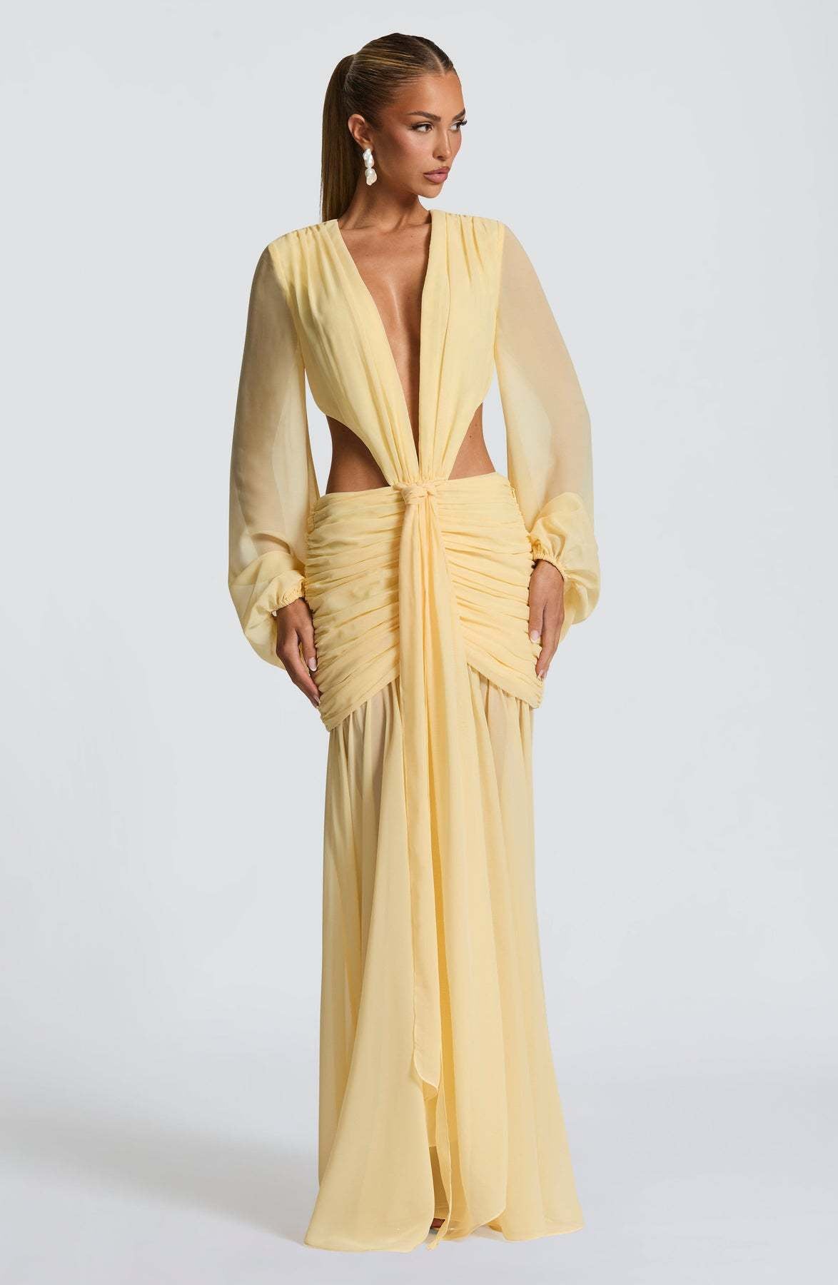 Women's Chiffon Dress Yarn Sleeve Sexy Backless Dresses