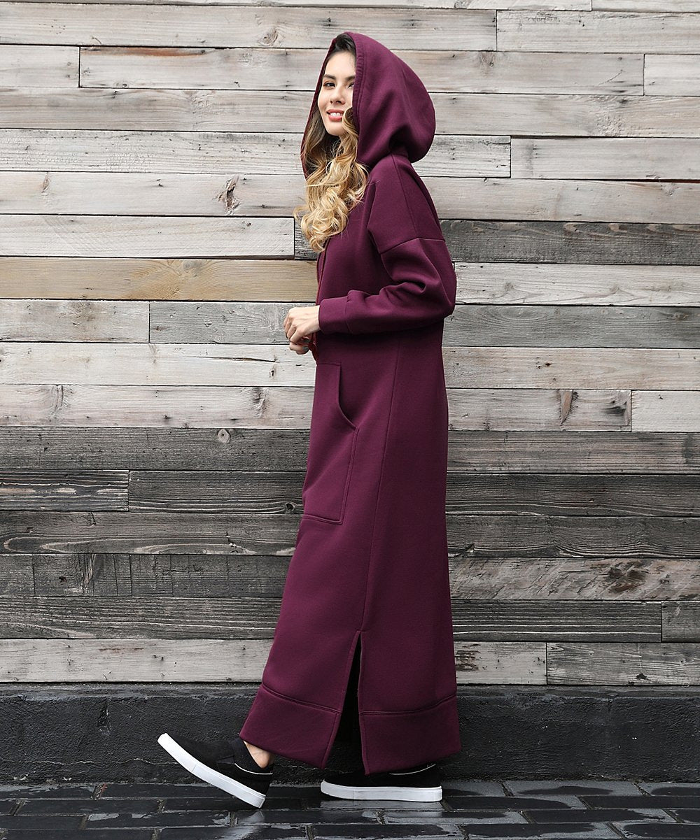 Loose Oversized Knit Hooded Brushed Hoody Casual Fashion Large Dress