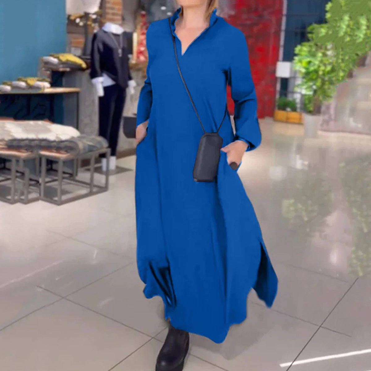 Women's Casual Loose Solid Color Pullover Long Dresses