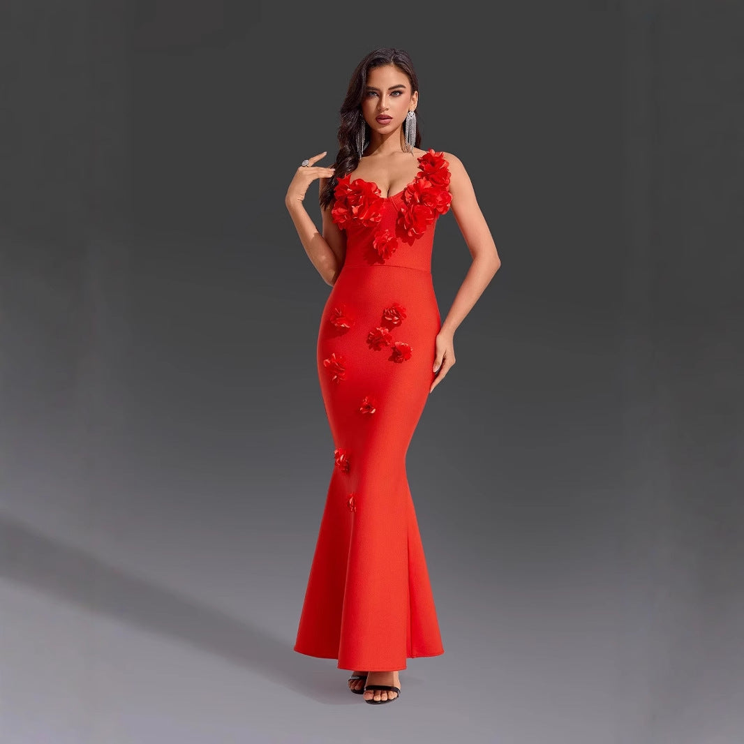 Red Tube Dress Flower Sexy Style Dresses