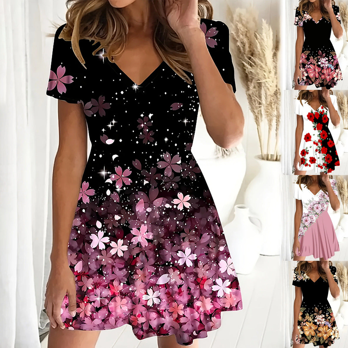 Classy Fashion Summer Floral Print Sleeve Shorts