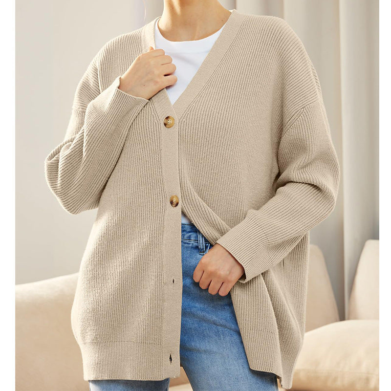 Women's Online Simple Knitted Button Solid Color Sweaters