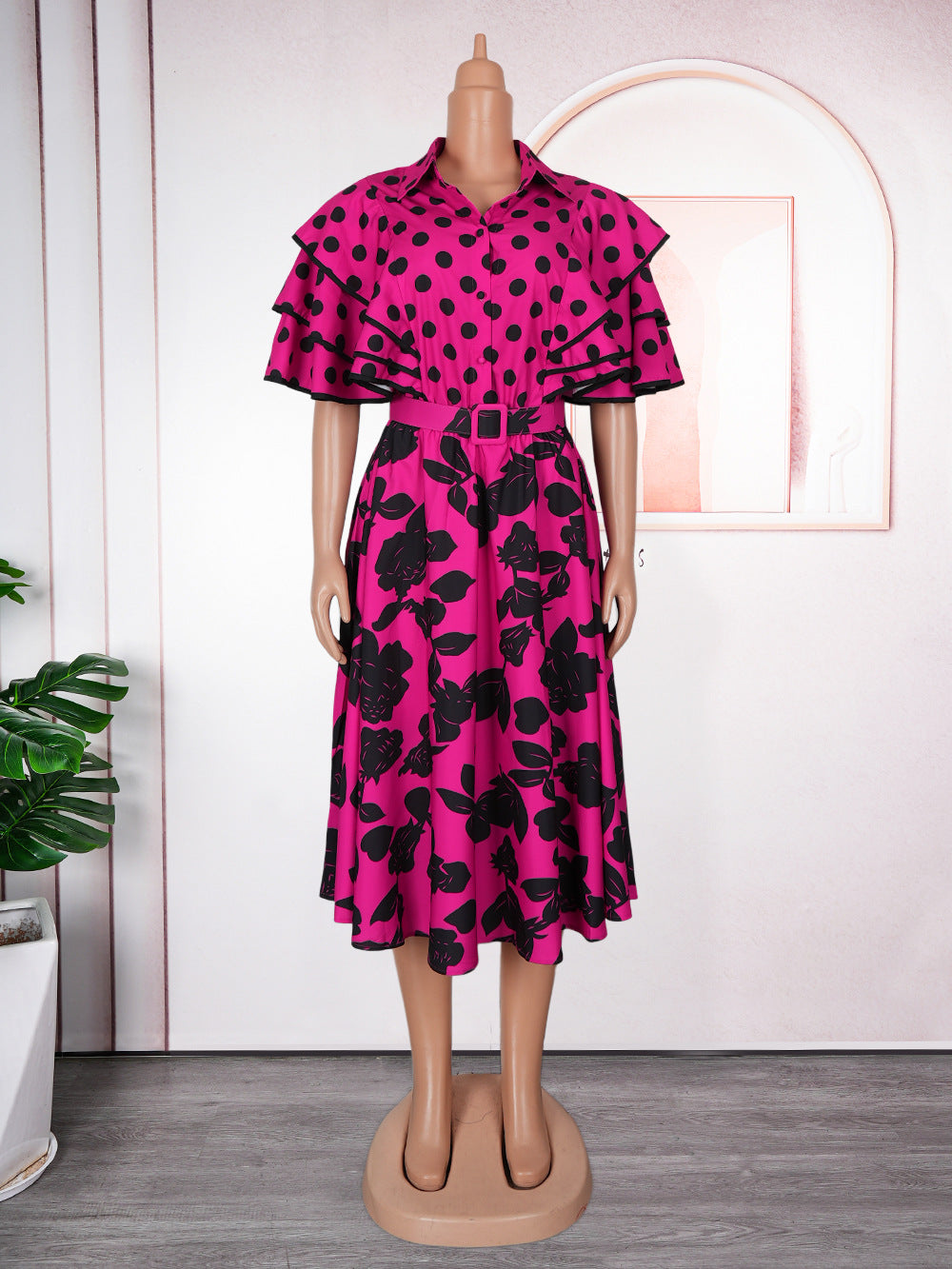Women's Printed Shirt Dress A- Line African Dresses