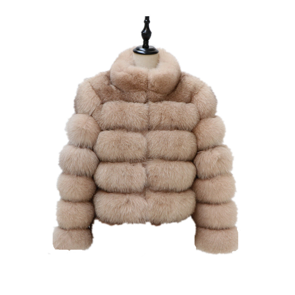 Women's Graceful Fur Imitation Fox Stitching Coats