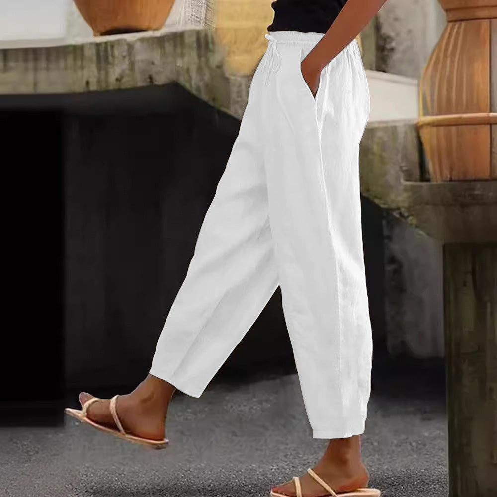 Women's Linen Solid Color Fashion Casual Daily Pants