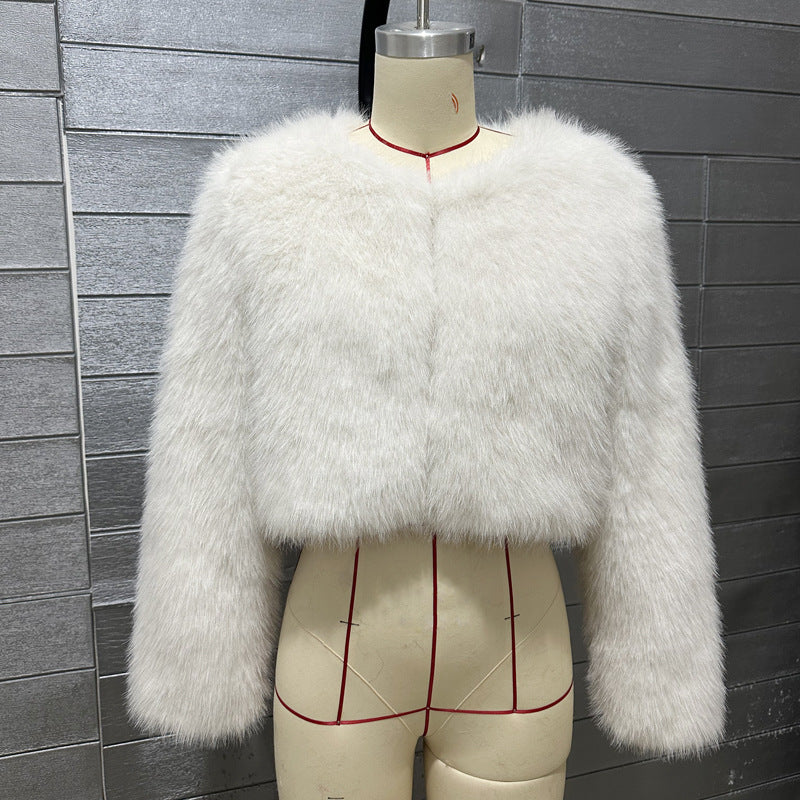 Women's Imitation Tuscan Fur Korean Style Solid Coats