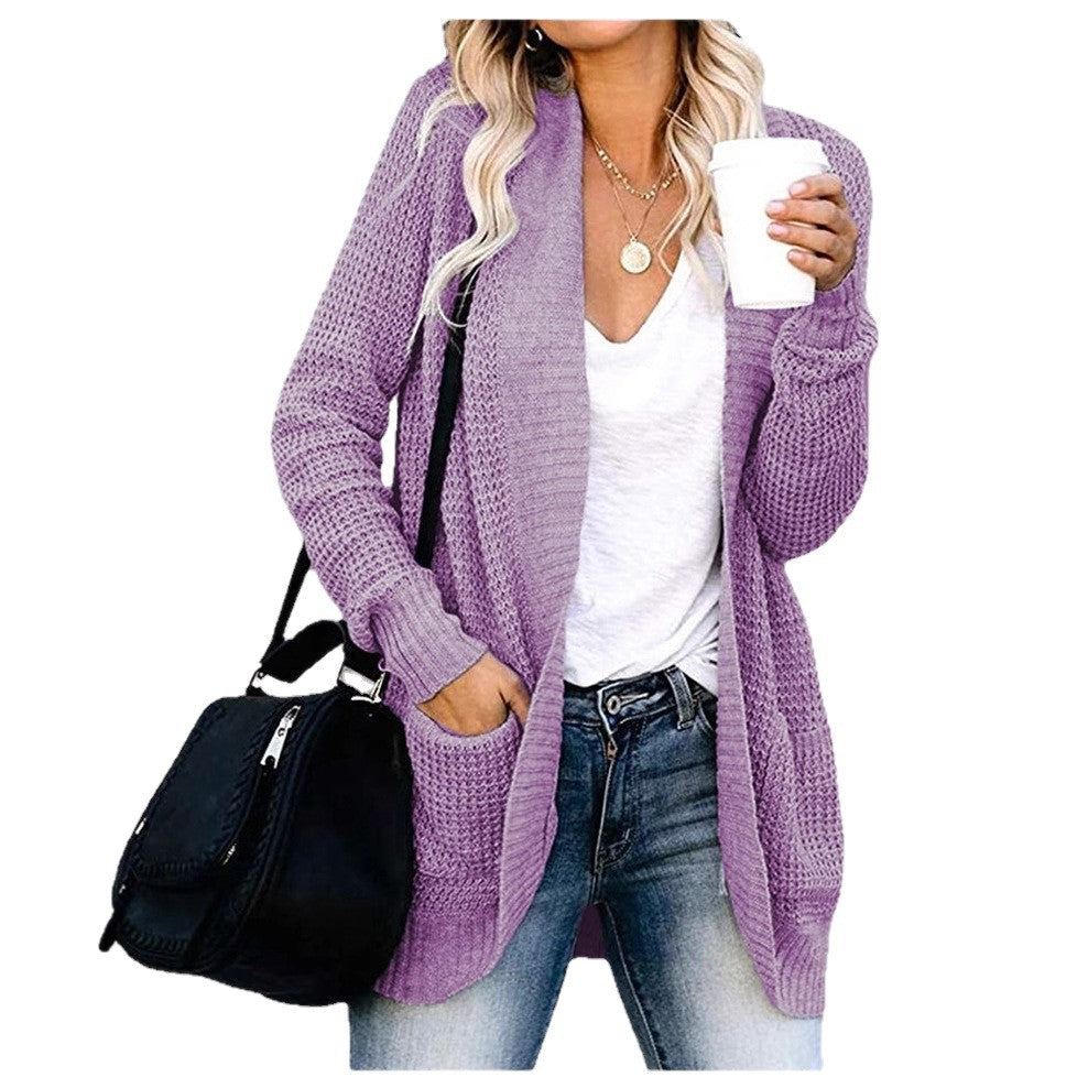 Women's Clothes Curved Placket Large Pocket Special Sweater