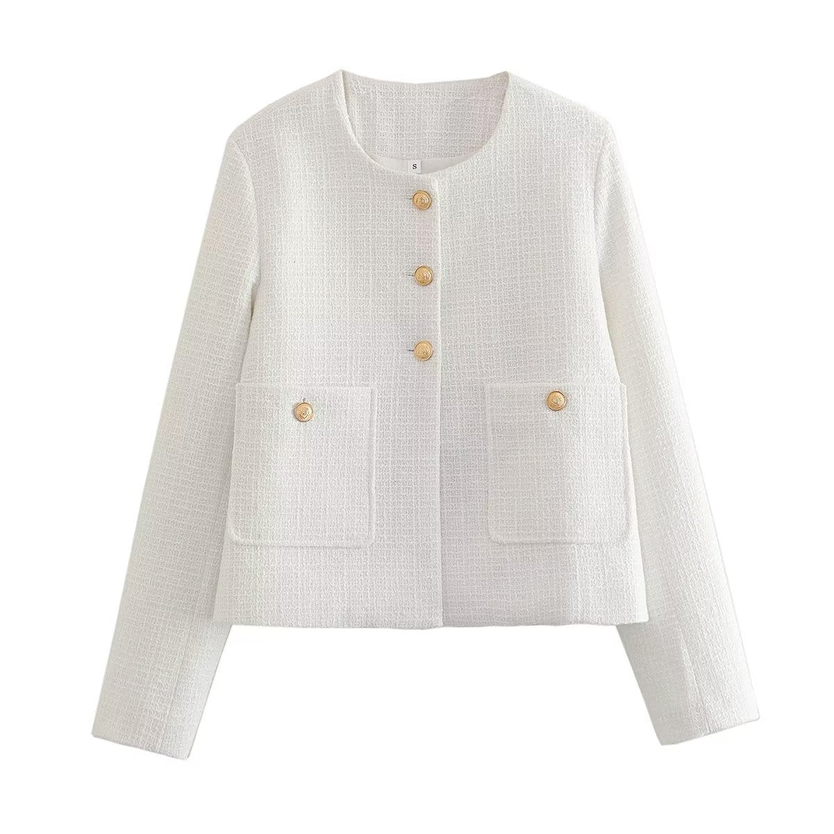 Women's Autumn Round Neck Assorted Colors Button Coats