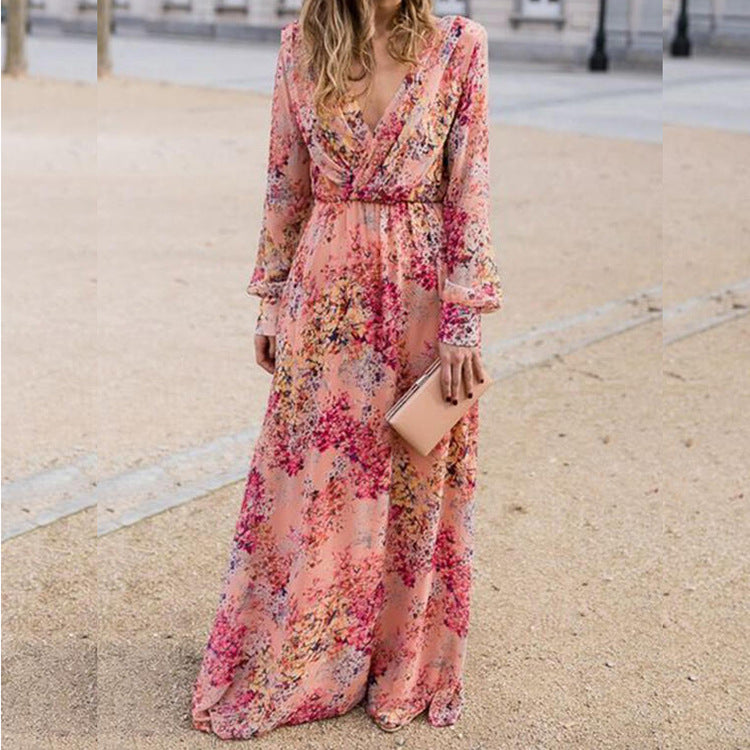 Women's Dress Bottoming Sexy Collar Lace Printing Dresses