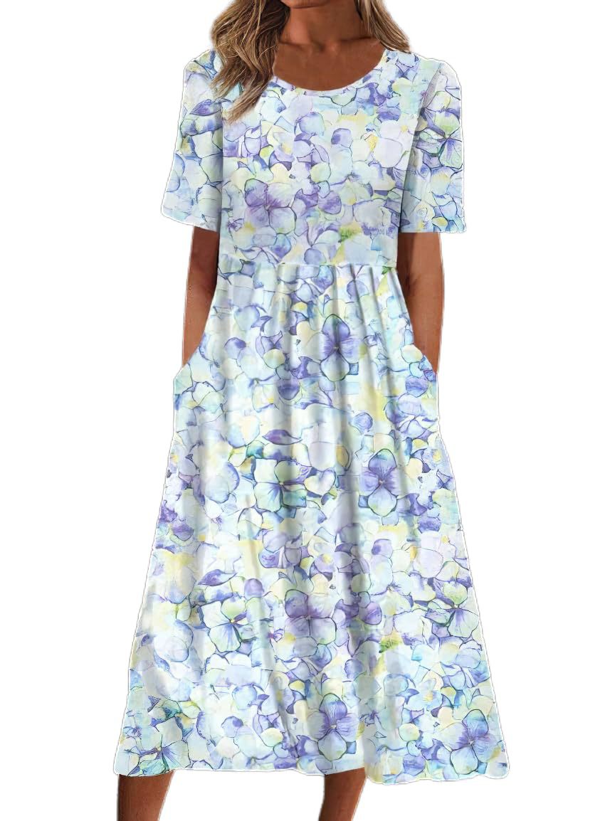Women's Summer Round Neck Sleeve Bohemian Print Shorts