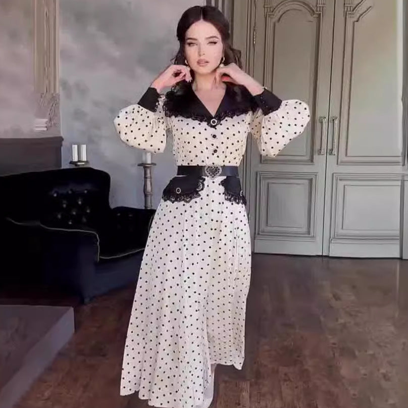 Summer Lace Doll Collar Polka Dot Dresses
