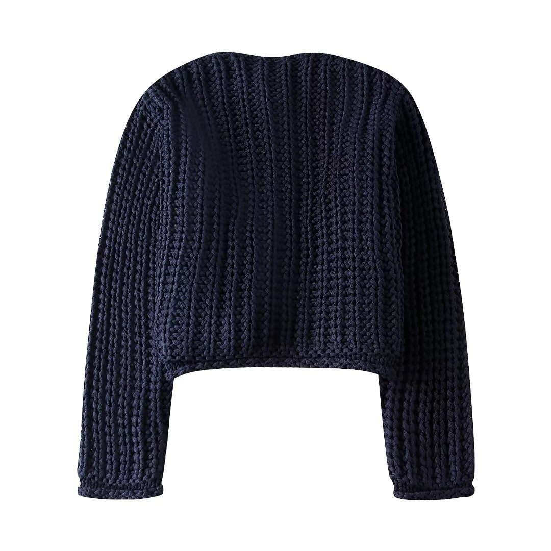 Spring Thick Needle Decorated Row Button Sweaters