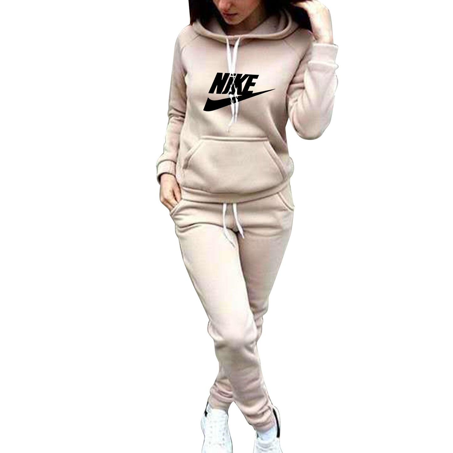 Women's Hoodie Two-piece Sports Fleece Lined Trend Fashion Casual Suit
