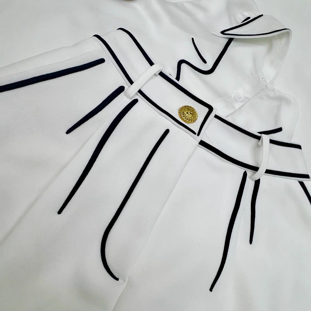Women's Summer Casual Design Black White Contrast Suits
