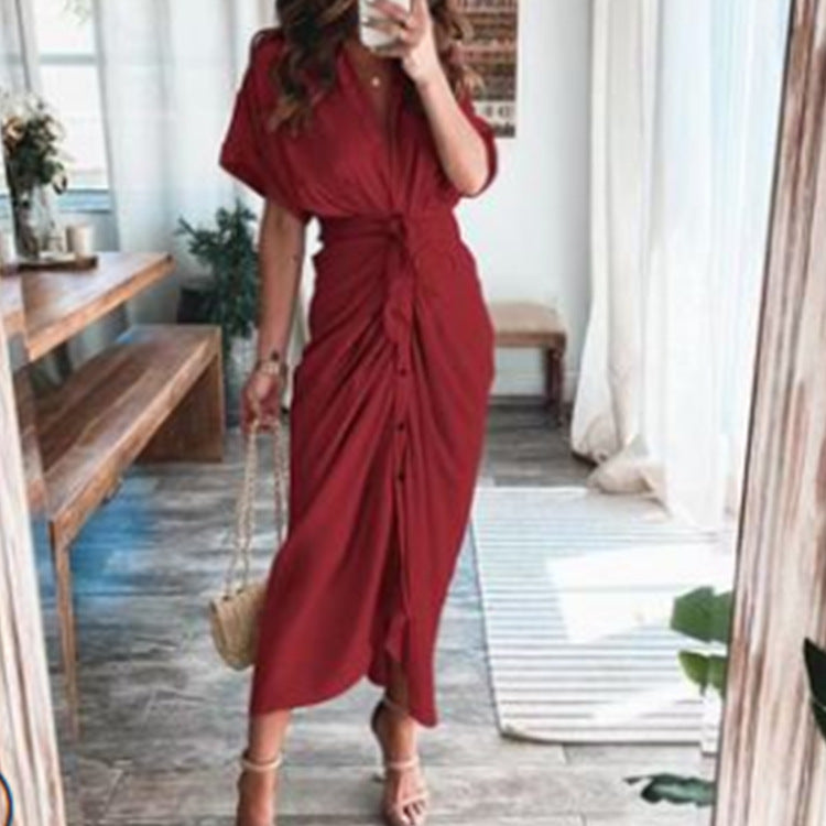 Women's Spring Sexy Print Pleated Irregular Dress Dresses