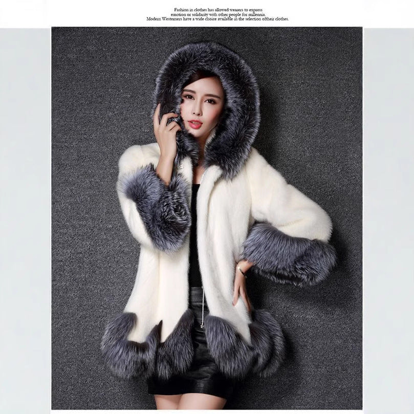 Women's Imitation Fur Overcoat Mid-length Mink Fox Coats