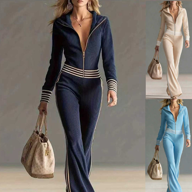 Graceful One-piece Casual Sportswear Zipper Pullover Sweaters