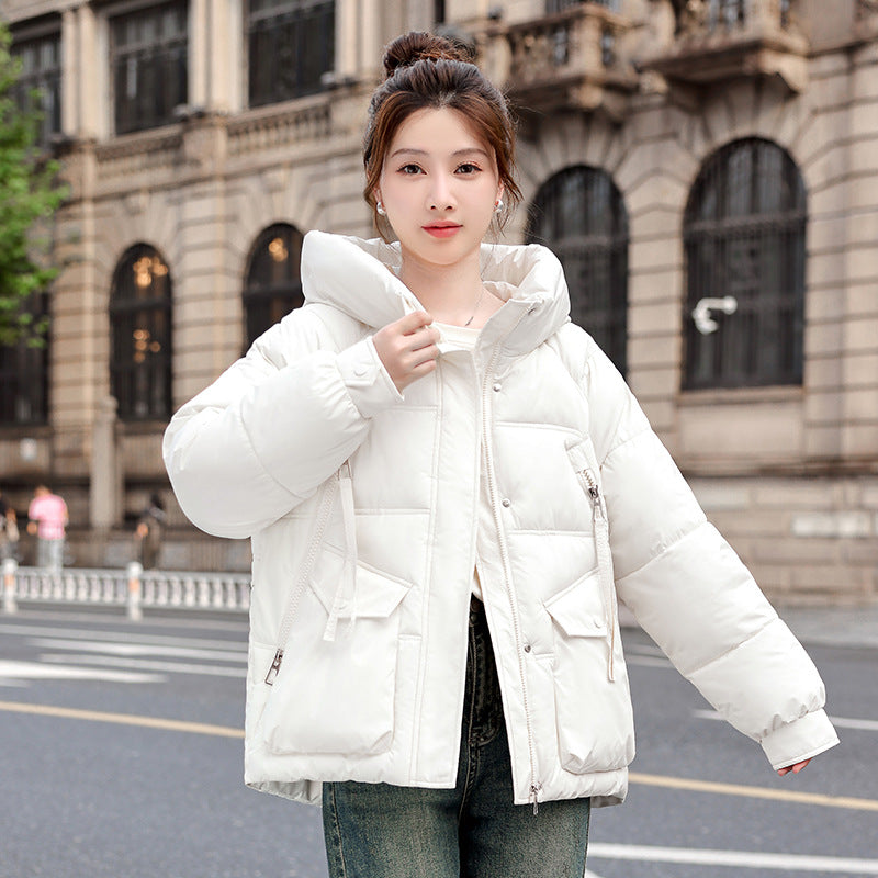Women's Winter Korean Style Cotton Clothes Hooded Thickened Thermal Fashion Coats
