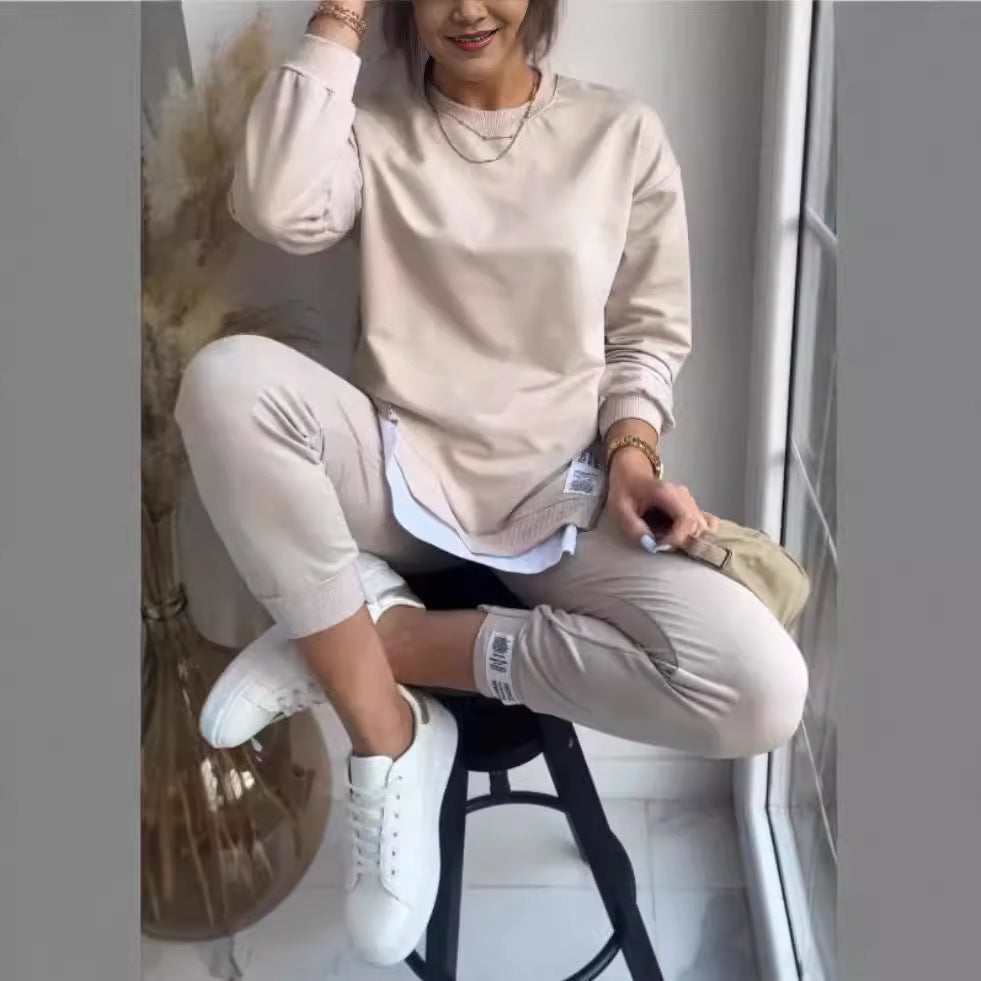 Women's Rib Long-sleeved Double-sided Zipper Straight Sports Suits