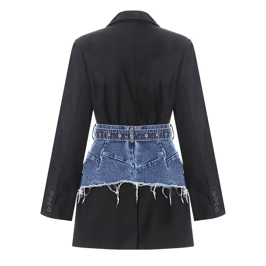 Spring Two-piece Denim Waist Seal Slimming Suits