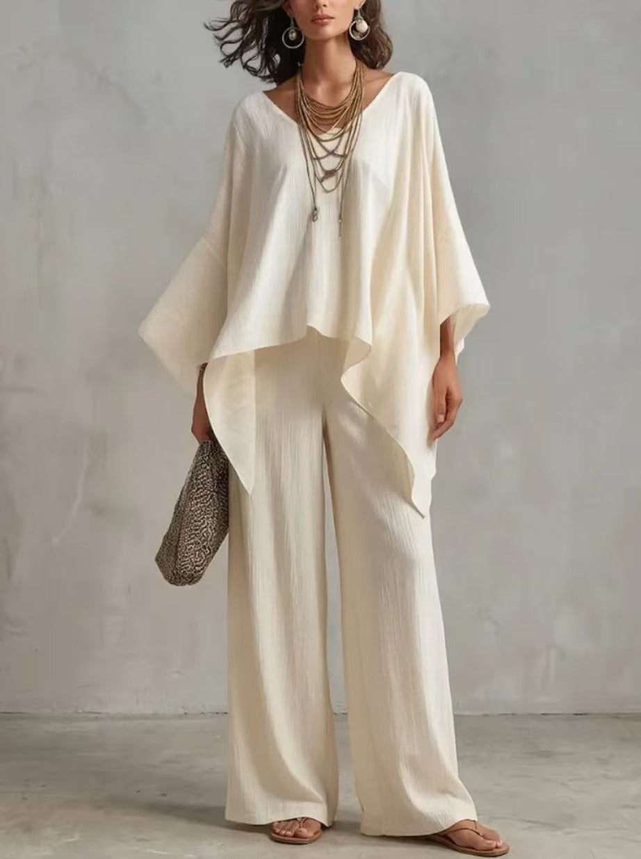 Women's Linen Elegant Simple Loose Ladies Solid Fashion Casual Suit