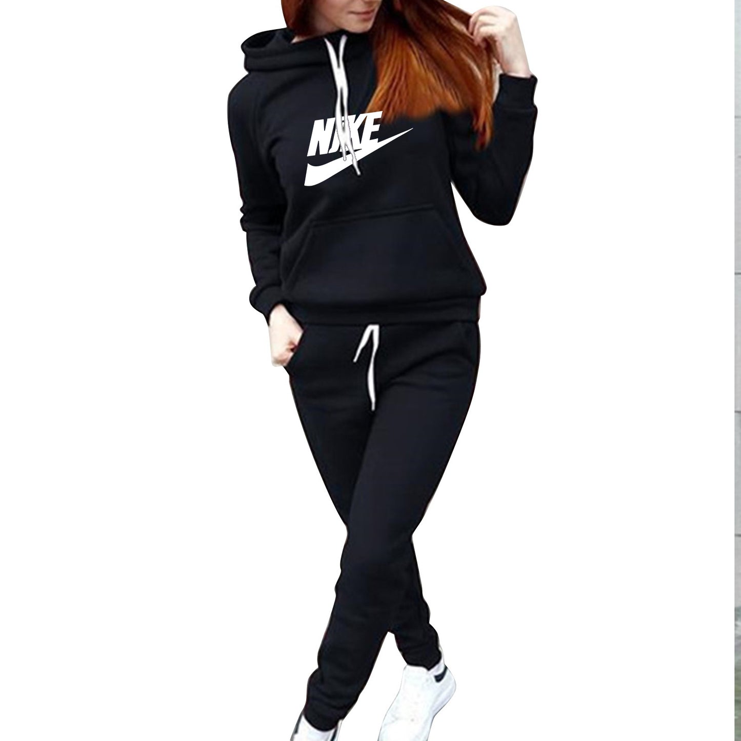 Women's Hoodie Two-piece Sports Fleece Lined Trend Fashion Casual Suit