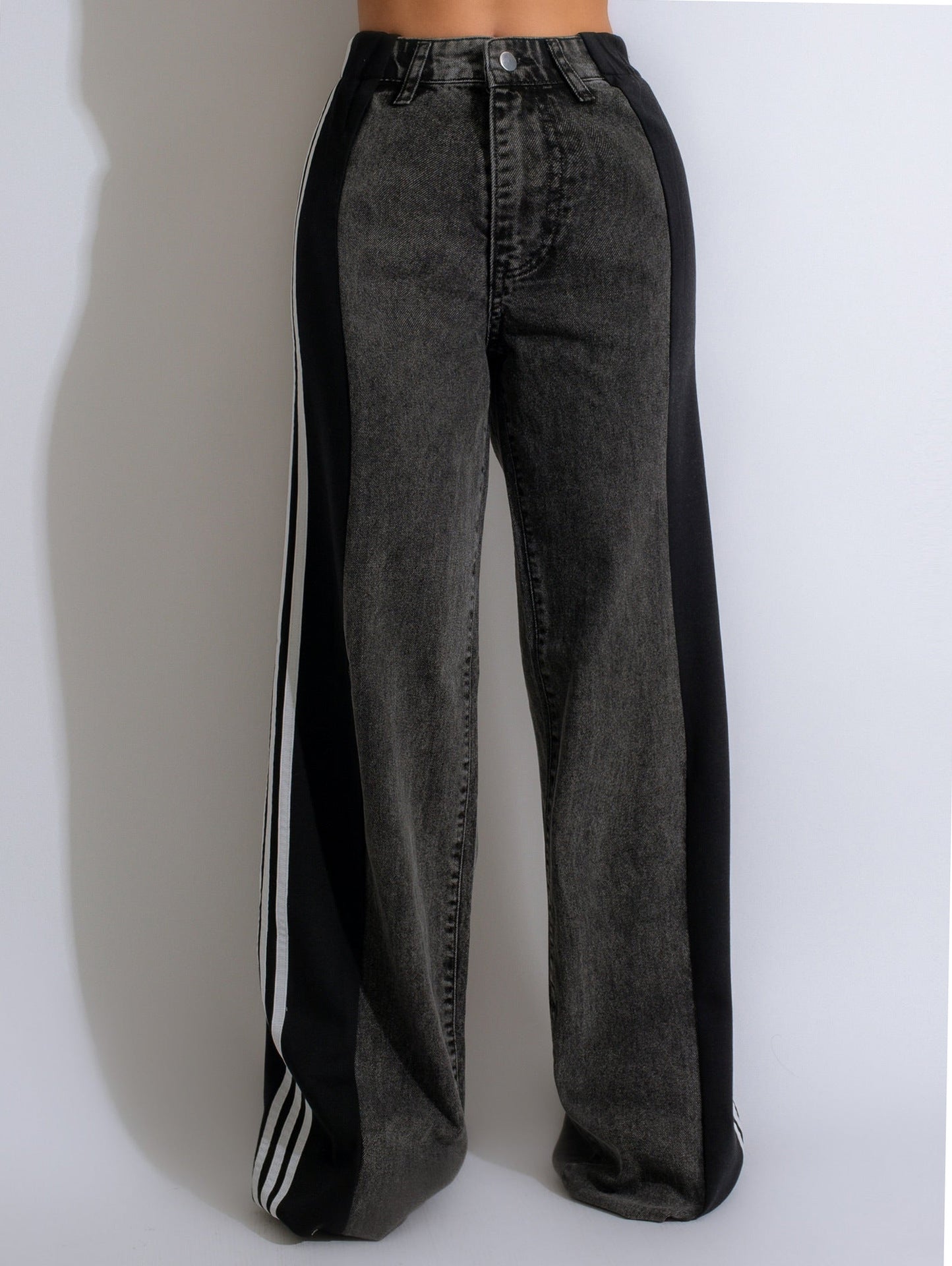 Women's Wide Leg Denim Trousers Casual High Jeans