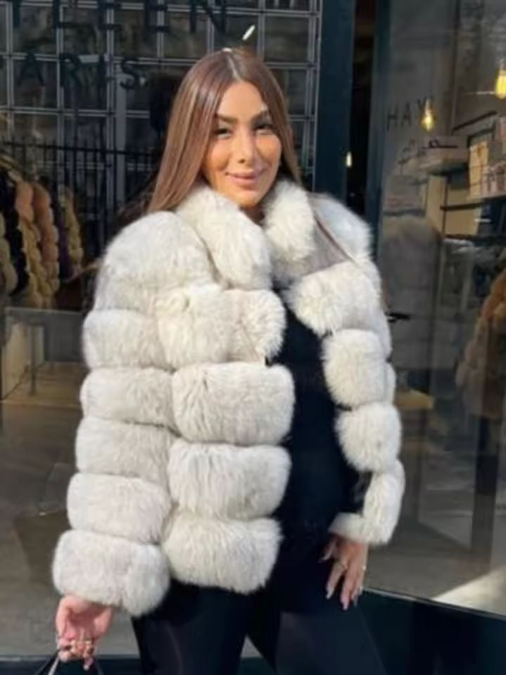 Women's Fur Imitation Fox Faux Slimming Stand Coats