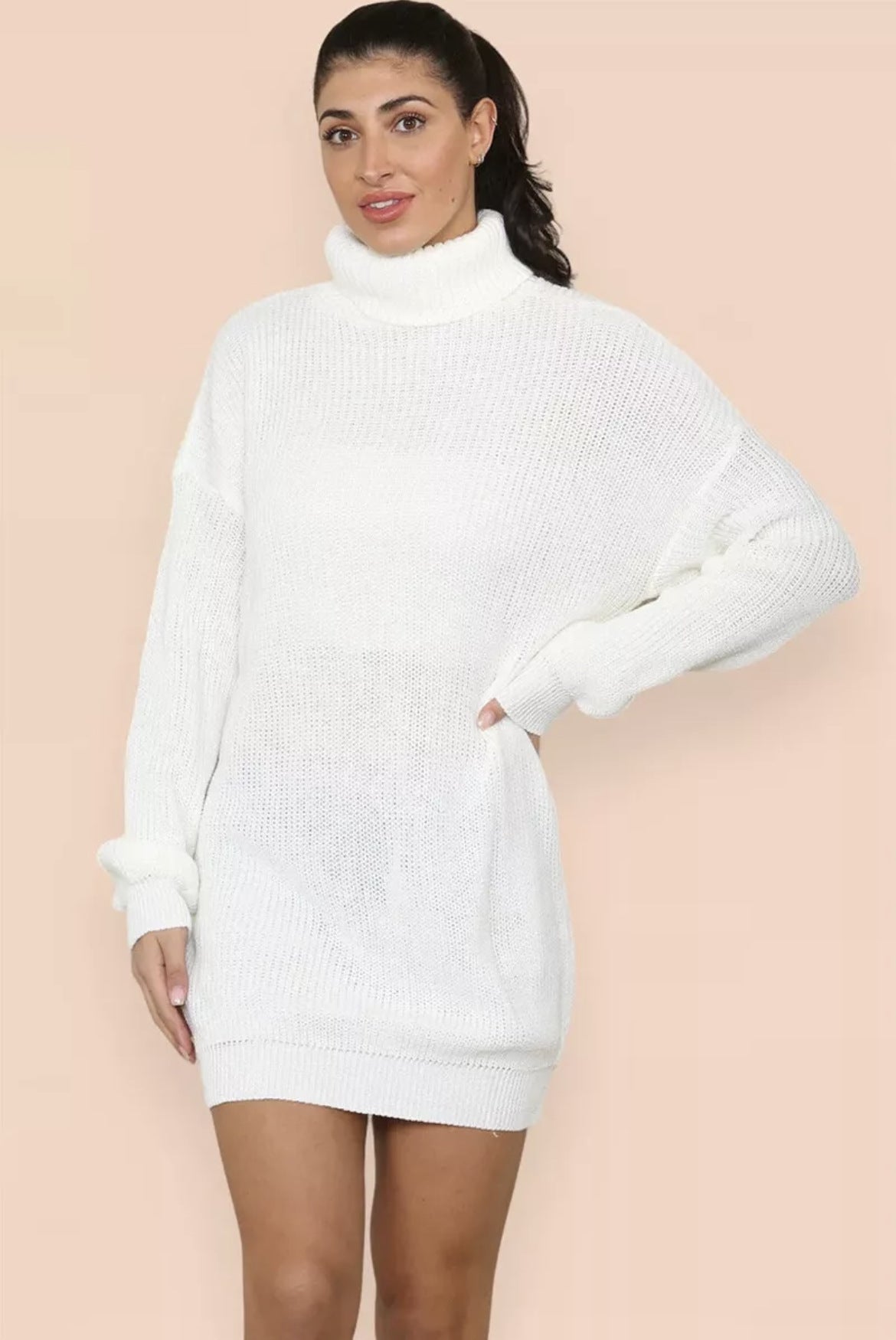 Women's Polo Collar Solid Color Loose Pullover Mid-length Women's Sweater