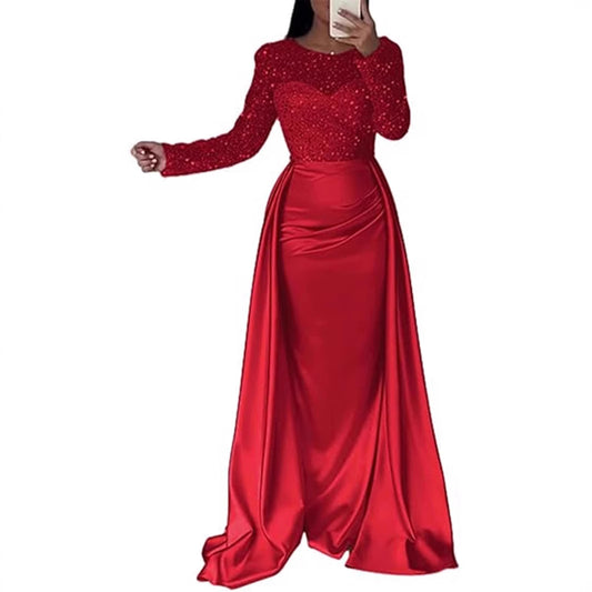 French Satin Rose Gold Fishtail Entry Dresses