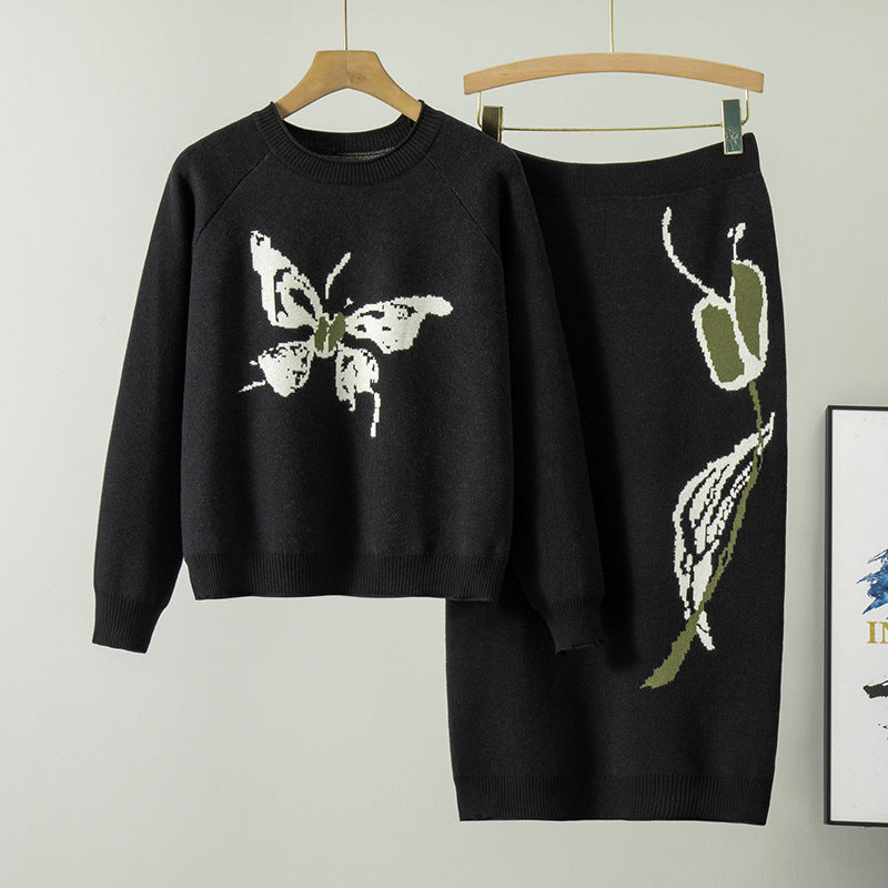 Glamorous Trendy Women's Butterfly Embroidered Two-piece Suits