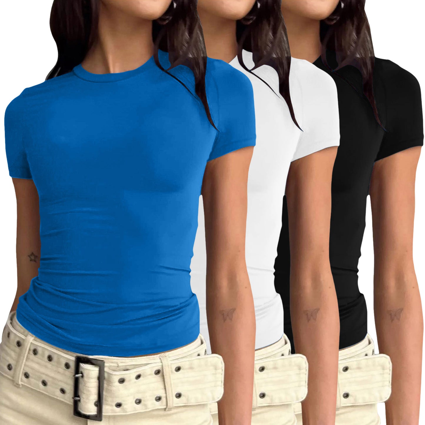 Women's Long-sleeved Solid Color Slim Pullover T-shirt Blouses
