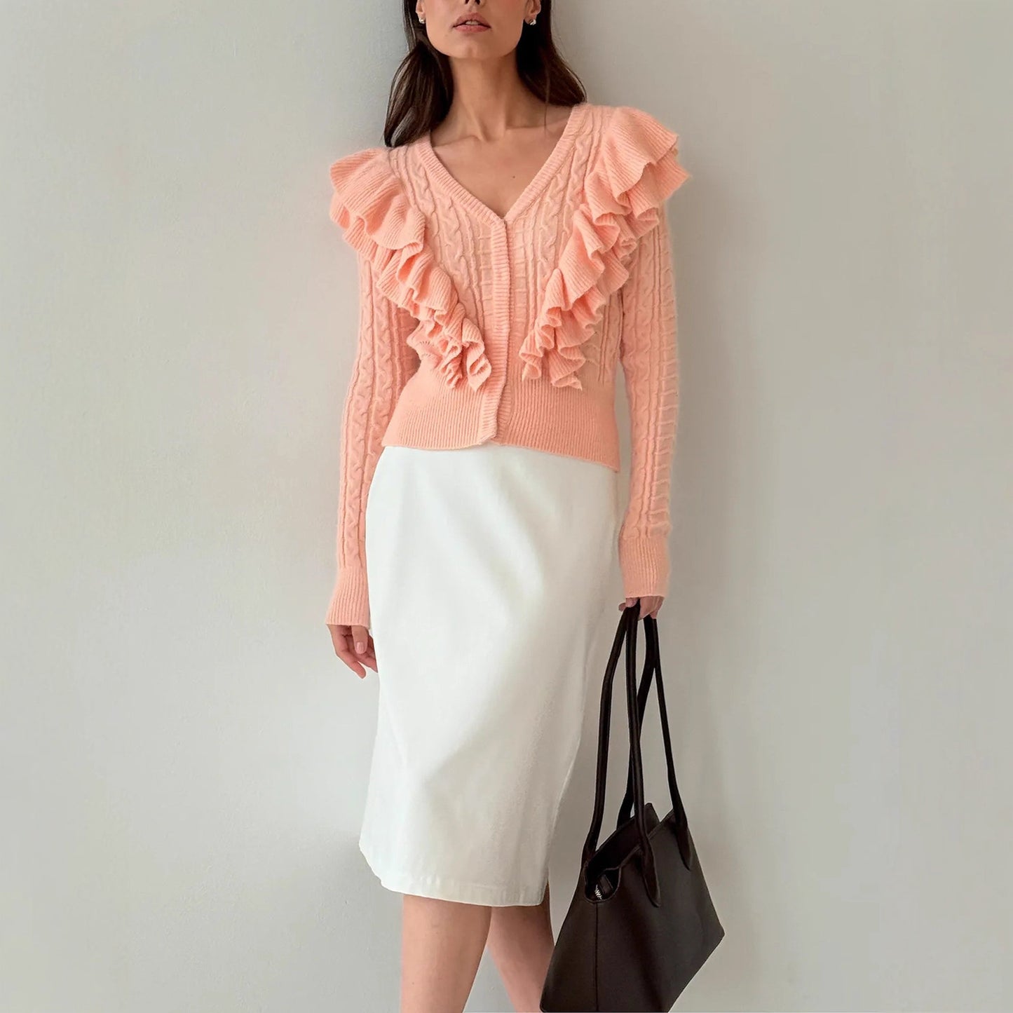 New Popular Women's Russian Knitted Ruffled Women's Sweater