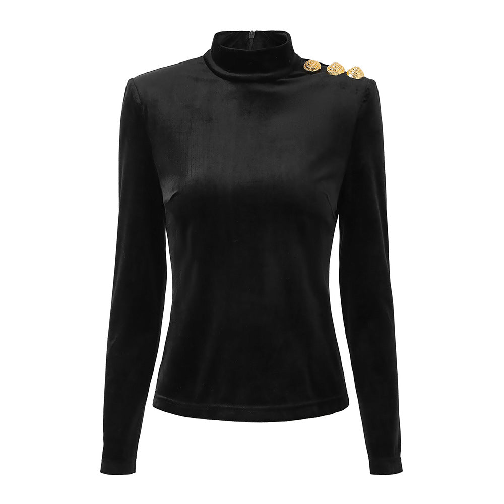 Spring Veet Turtleneck Base Metal Buckle Type Suits