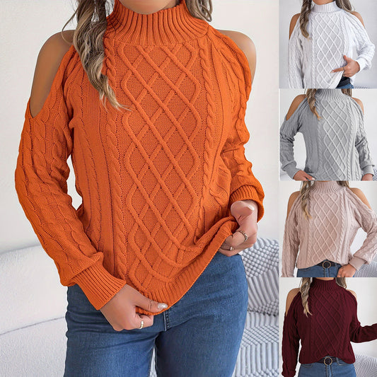 Women's Casual Twist Collar Long Sleeves Pullover Sweater