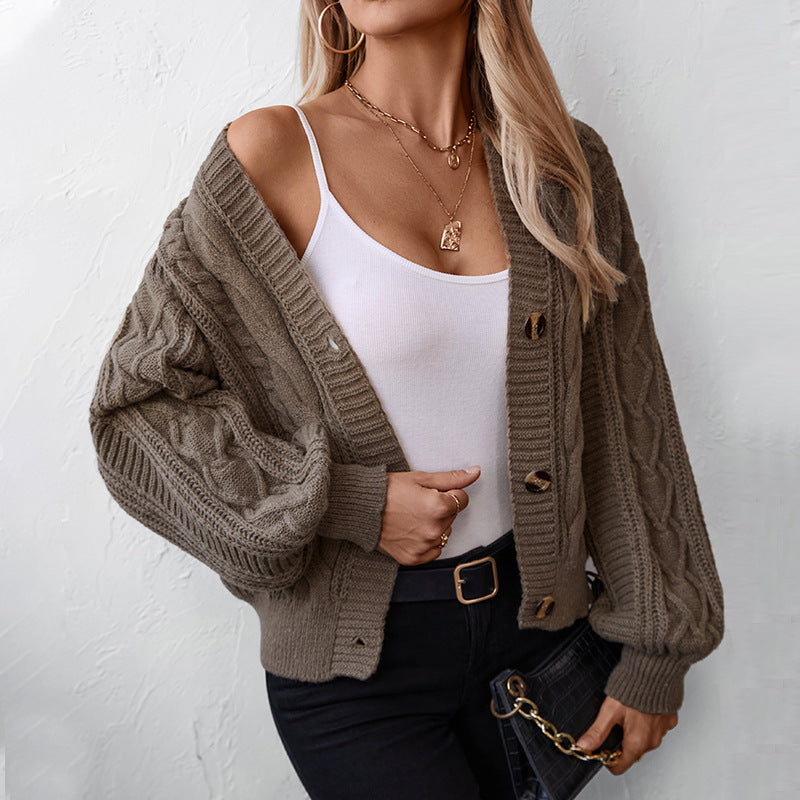 Women's Retro Solid Color Twisted Knitted Loose With Sweater