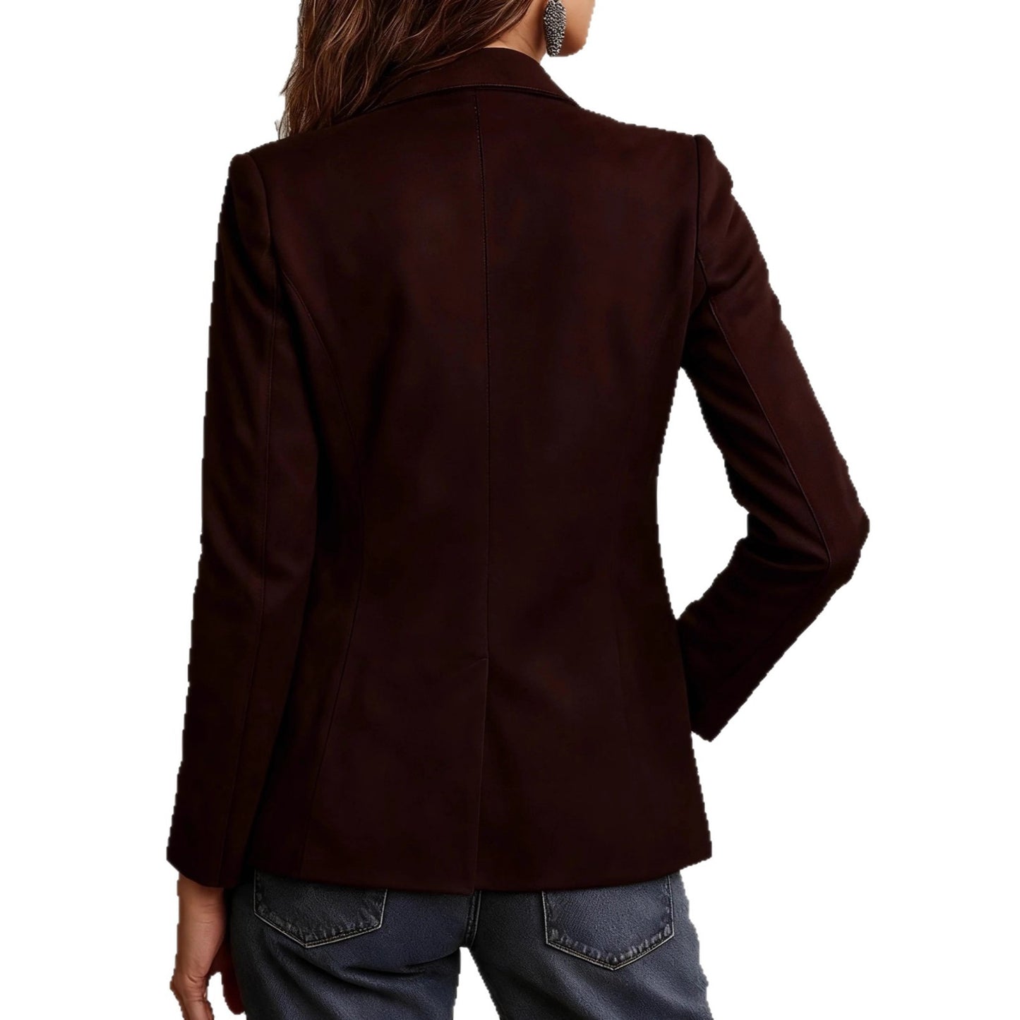 Women's Autumn Elegant Brown Suede With Pockets Coats