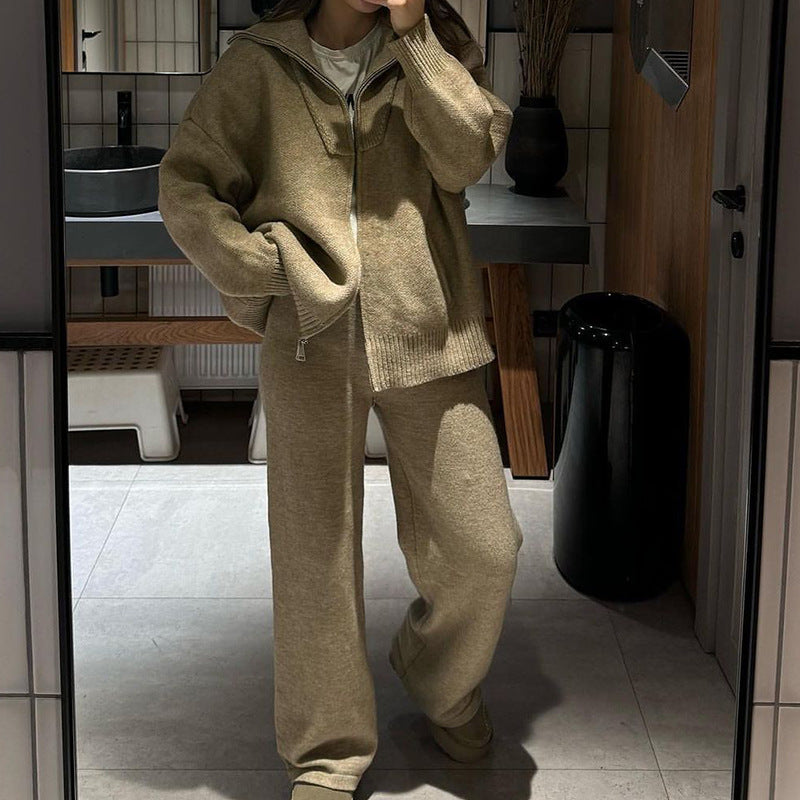 Women's Autumn Polo Collar Solid Color Thick Suits