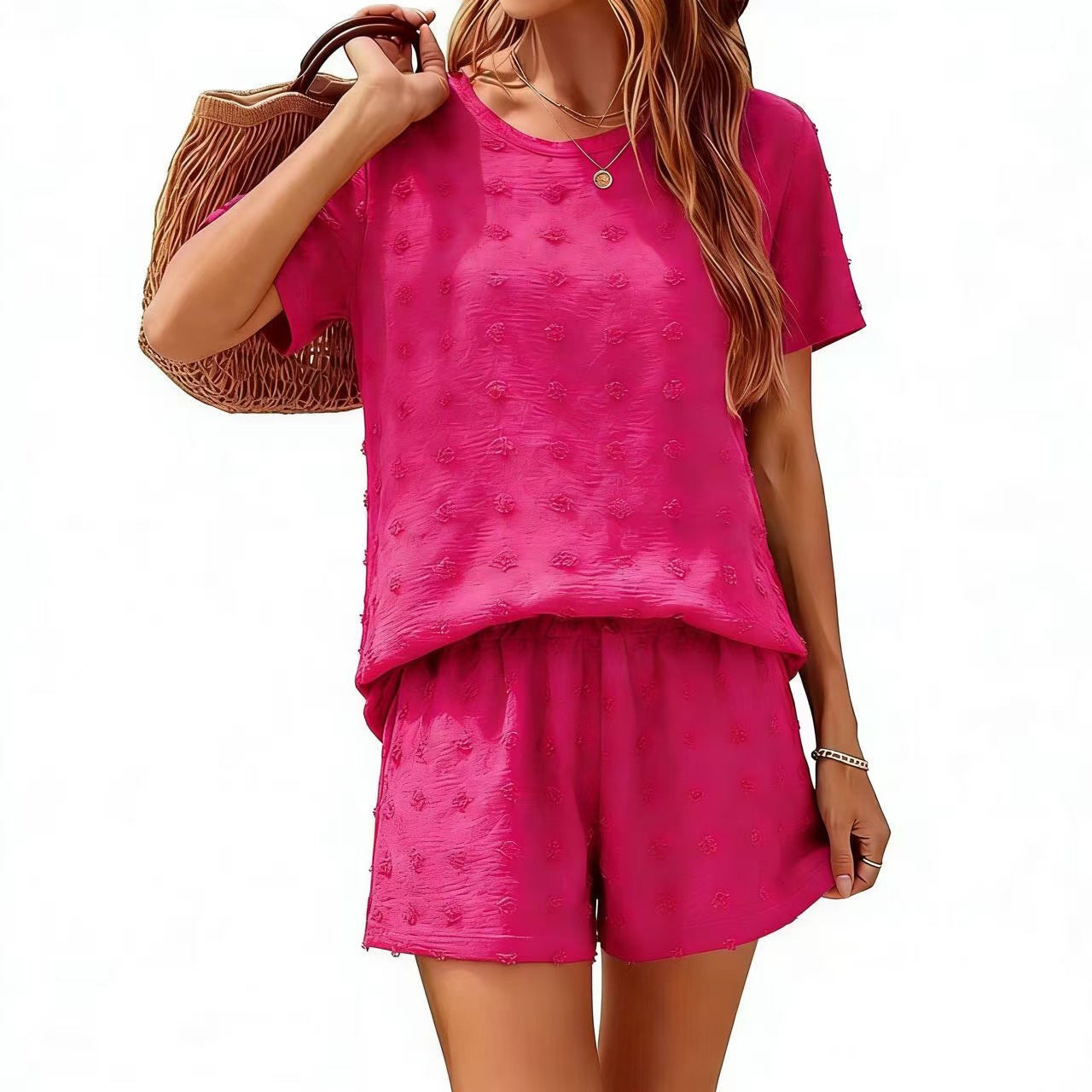 Women's Ice Silk Ball Fabric Loose Sleeve Fashion Casual Suit