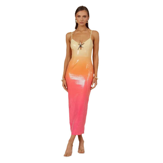 Women's Sequined Suspender Printed Dress Casual Party Clothing