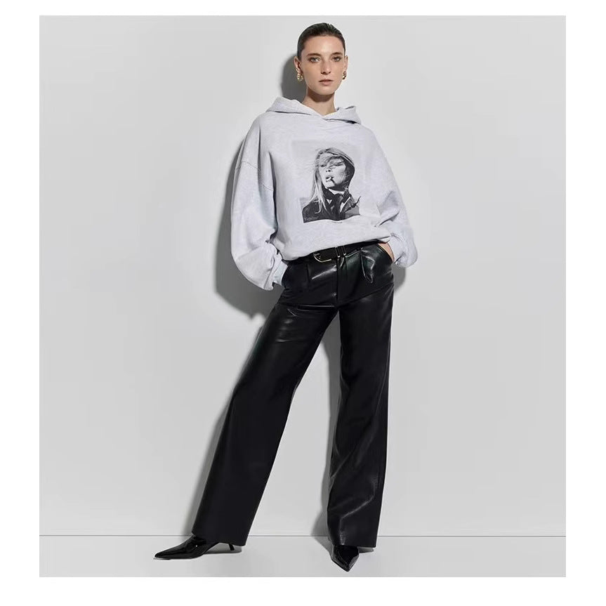 Women's Portrait Beauty Cigarette Digital Printed Fleece Sweaters