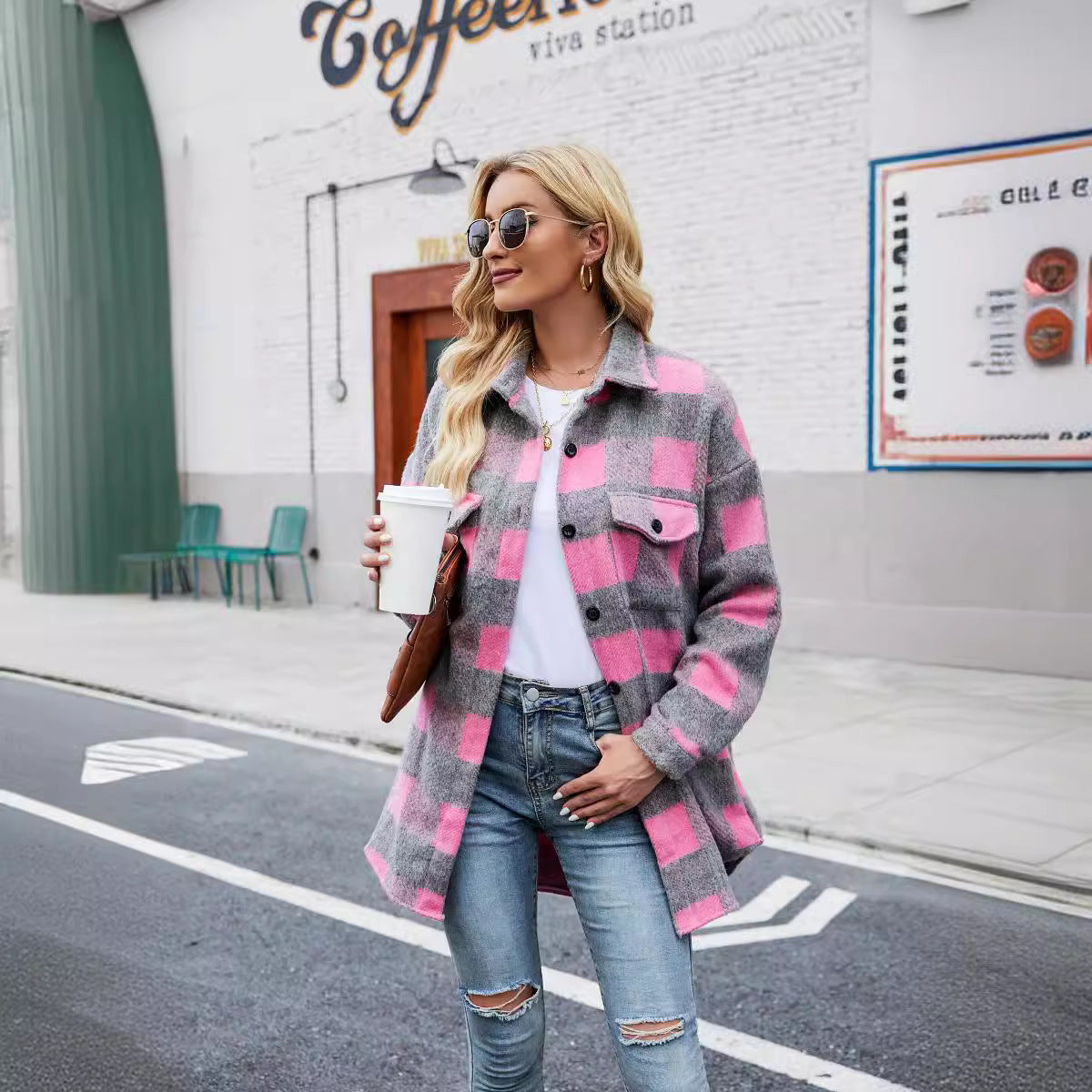 Women's Brushed Woolen Single-breasted Lapel Long Sleeve Coats