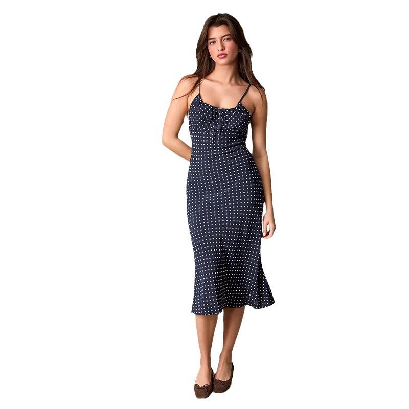 Women's With Polka Dot Halter Spaghetti Straps Dress Clothing
