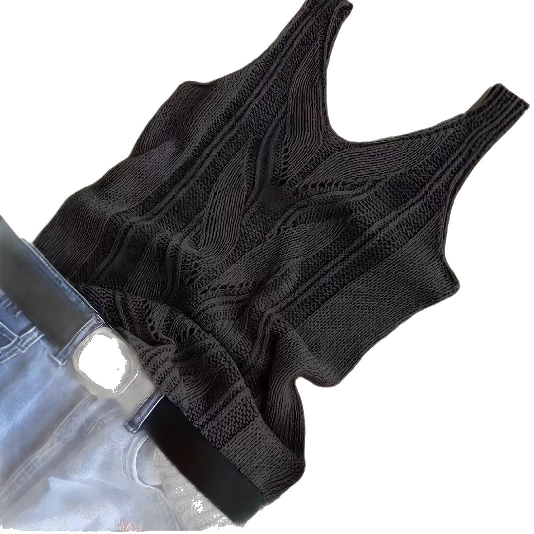 Women's Solid Color Knitted Casual Sleeve Wild Vests