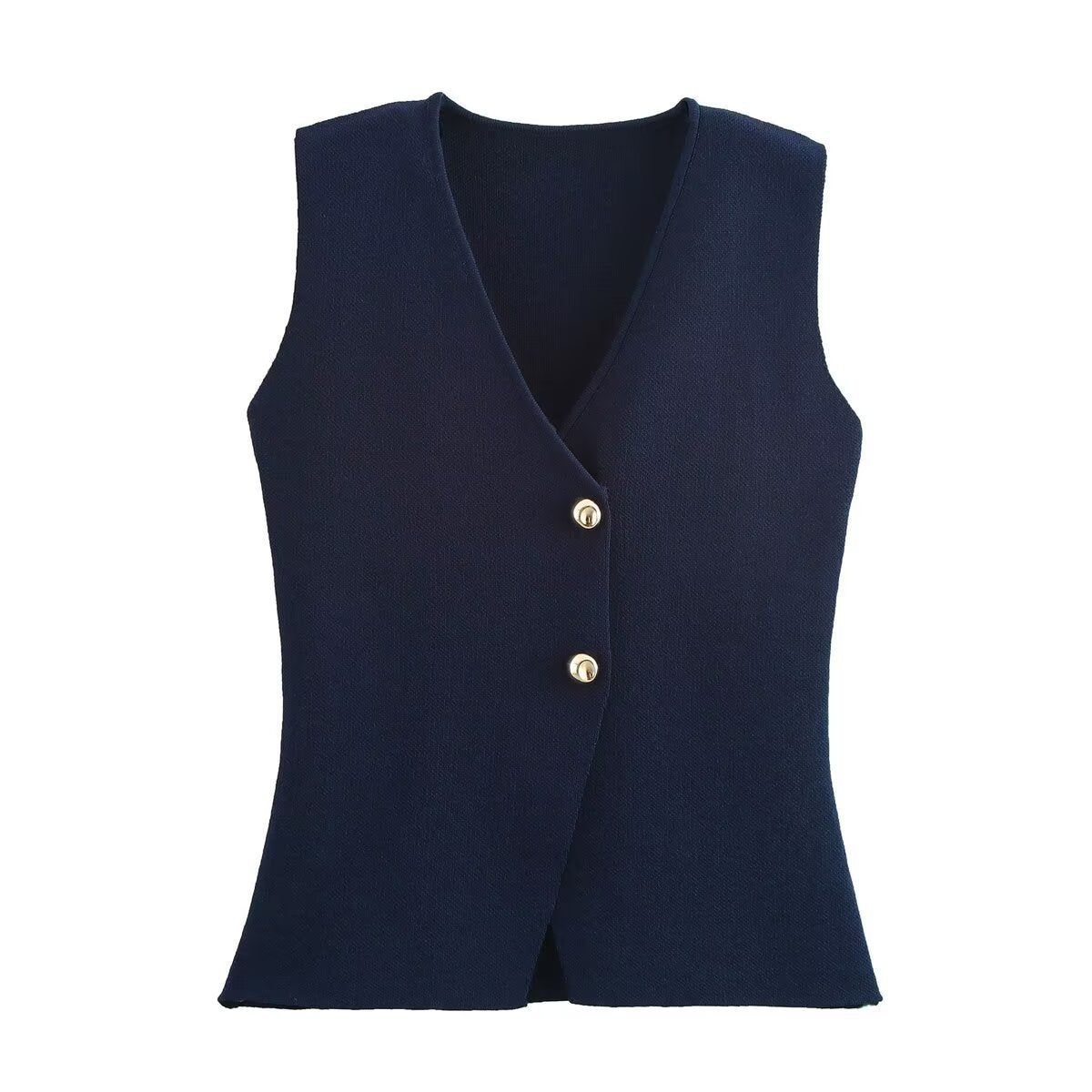 Women's Knitted Fashion Casual Button Gold Tops