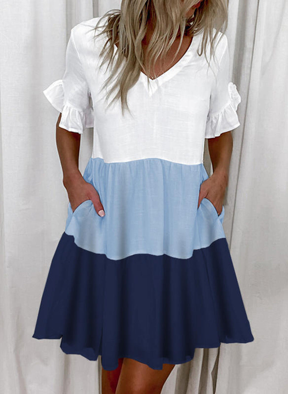 Women's Summer Loose Print Ruffled Pocket Sleeve Shorts